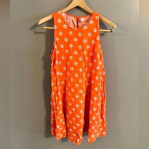 Old Navy Orange Sleeveless Mini Dress with White Floral Pattern